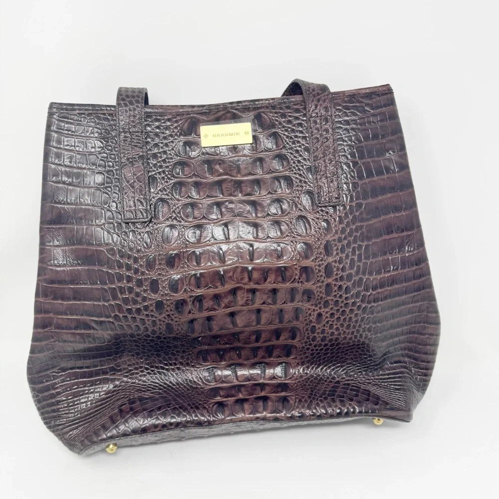 Brahmin Quartz Stanton Tote Pecan Melbourne Croc Leather NWOT